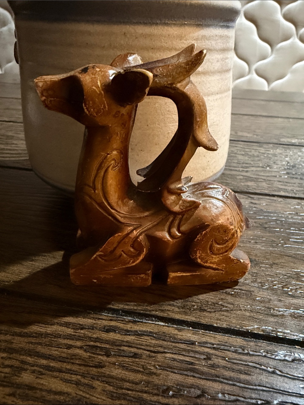 Resin Reindeer with Scroll Antlers Decor